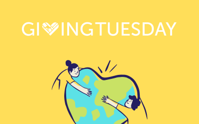 two people reaching out to each other across a large heart shaped map of the world